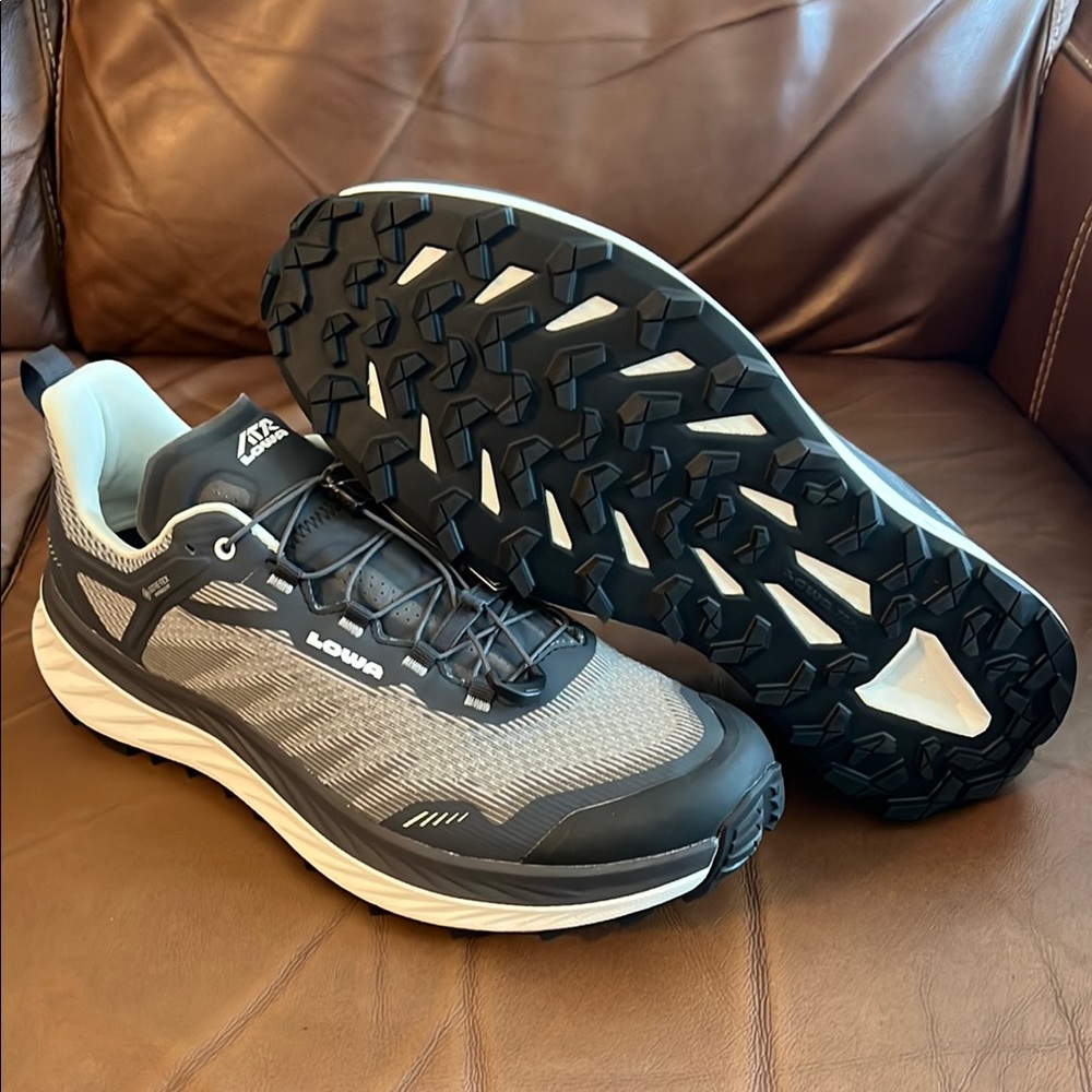 Lowa Fortux GTX Trail Running Shoes - Black and White - Size 12